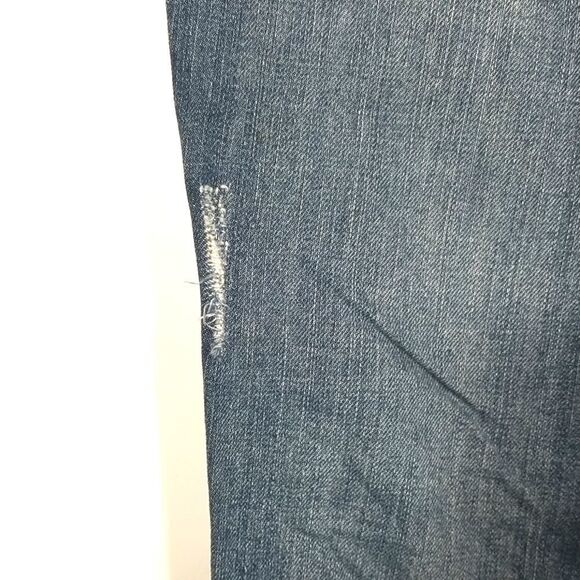 Gap Jeans Women 16 Blue Skinny Roll Up 5 Pocket Front Button Zip Distressed - Picture 3 of 12